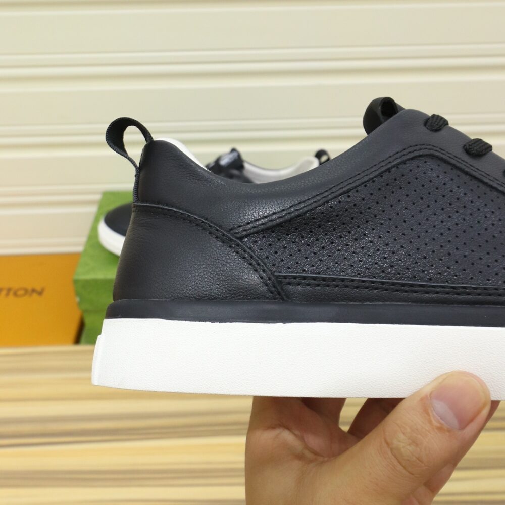 GUCCI MEN’S PLATFORM SNEAKERS LEATHER BLACK AND BLACK EDGE - Image 7