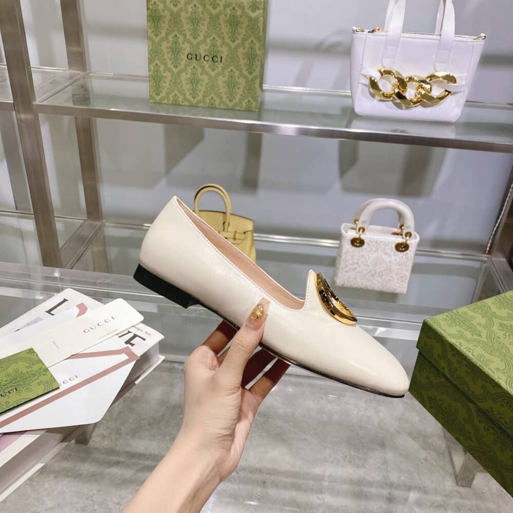 GUCCI LOGO PLAQUE LOAFERS WHITE 723395 C9D00 9022 - Image 4