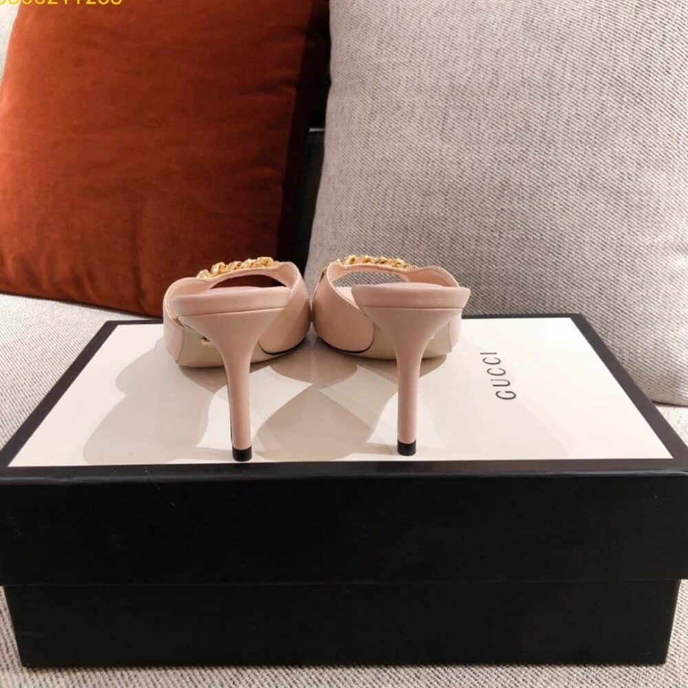 GUCCI SYLVIE CHAIN MULE SANDALS PINK - Image 5
