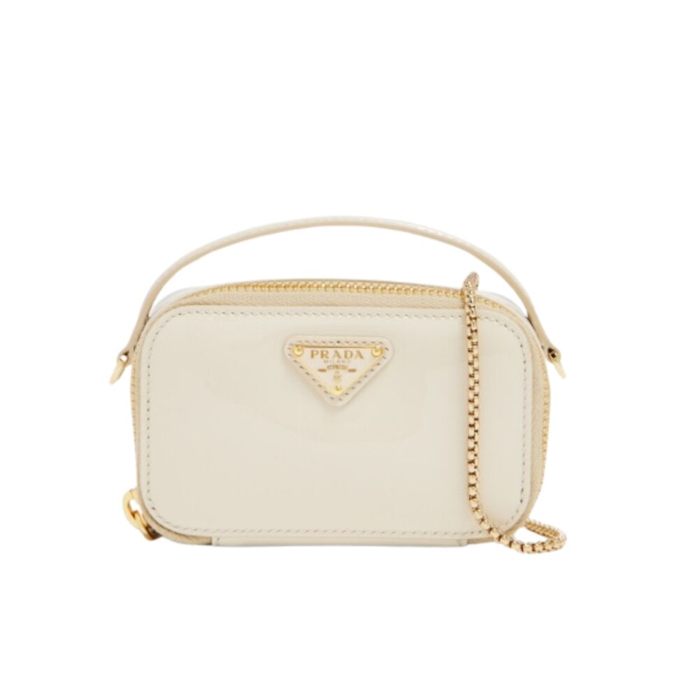 PRADA PATENT LEATHER MINI POUCH WHITE 18CM 1NR025 069 F0304