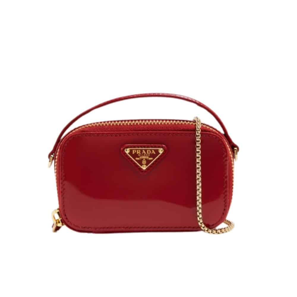 PRADA PATENT LEATHER MINI POUCH RED 18CM 1NR025 069 F0E06