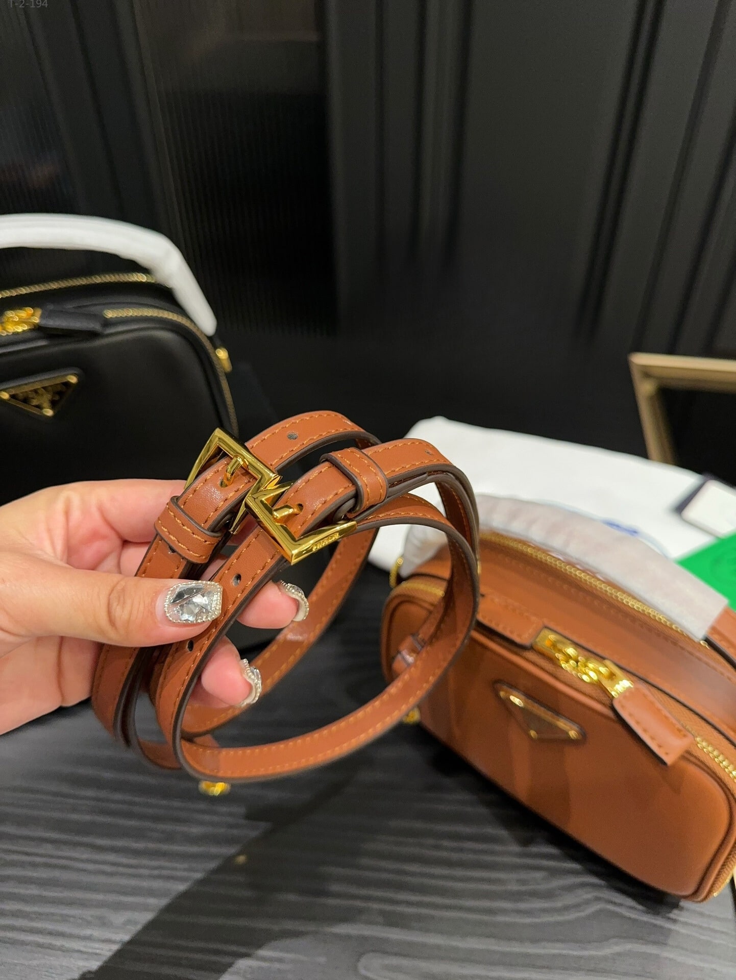 PRADA ODETTE LEATHER MINI BAG BROWN 18CM 1BH203 ASK F0XUG V OVO - Image 4