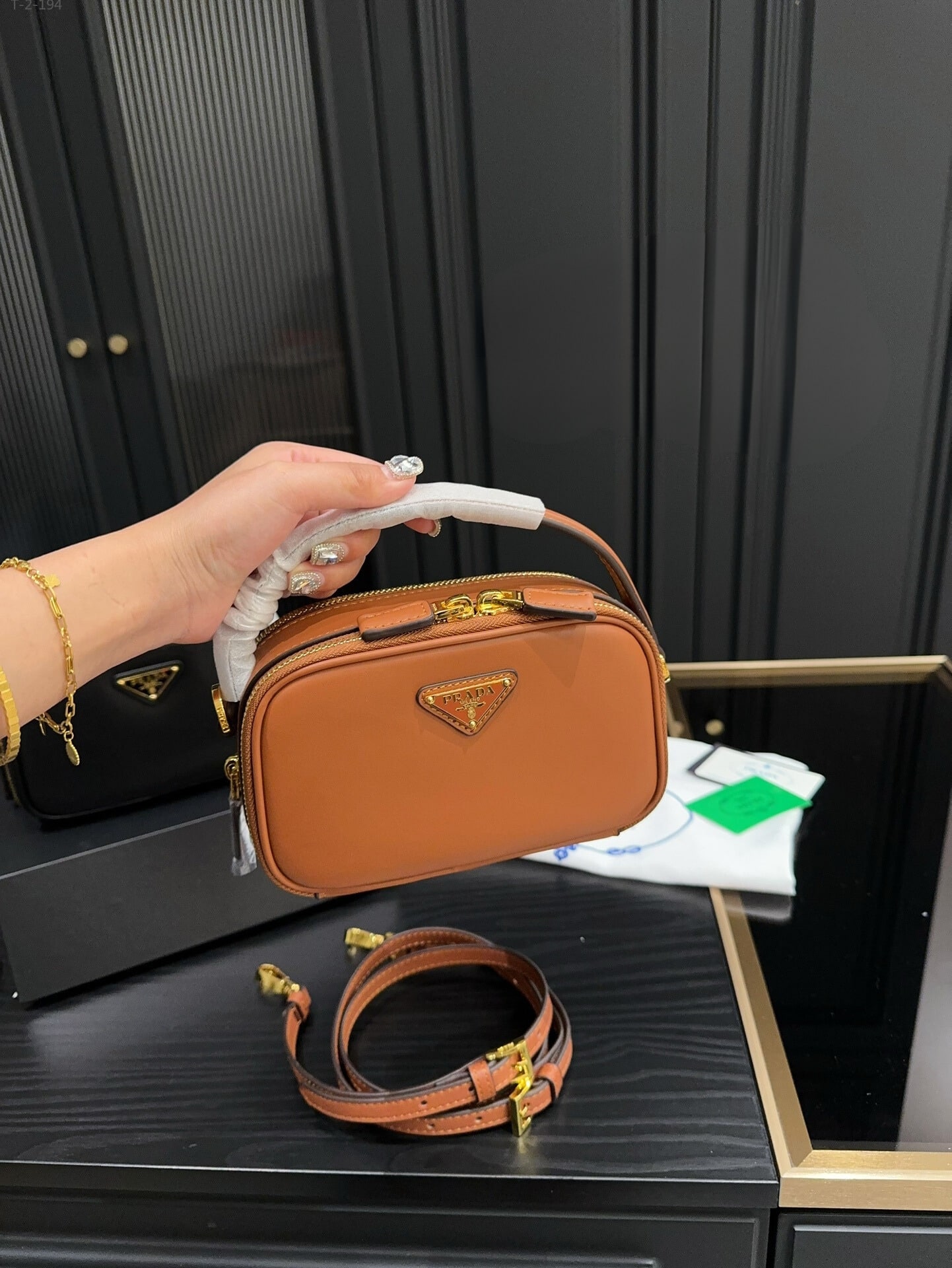 PRADA ODETTE LEATHER MINI BAG BROWN 18CM 1BH203 ASK F0XUG V OVO - Image 7