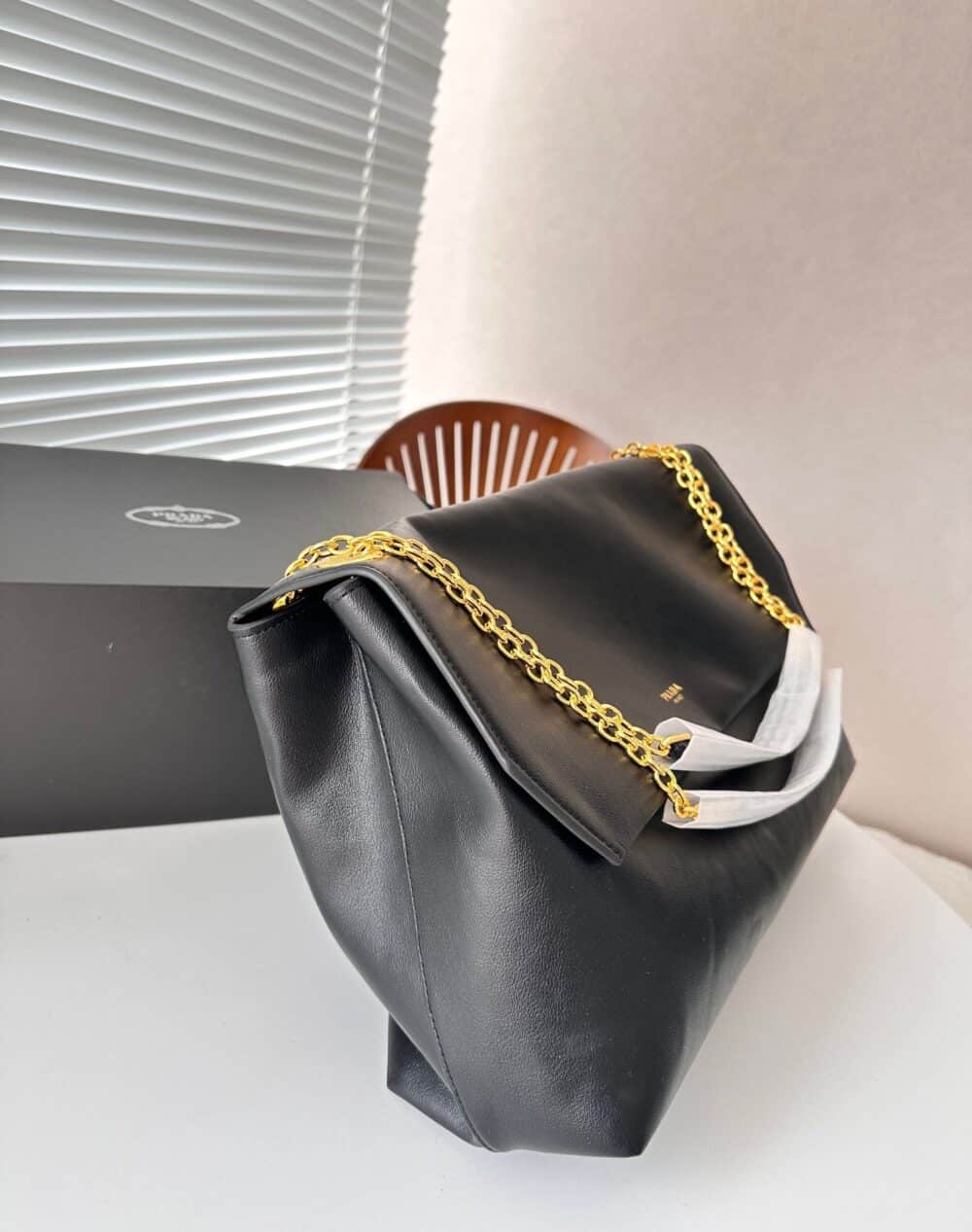 PRADA MEDIUM LEATHER SHOULDER BAG BLACK 38CM 1BD367 2CYS F0002 V OOO - Image 9