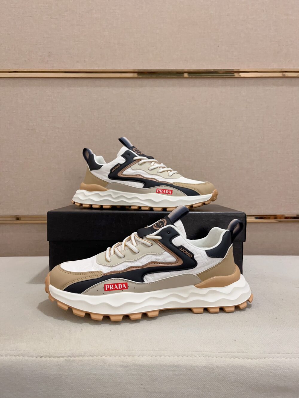 PRADA COLORBLOCK SNEAKERS WITH LOGO BEIGE - Image 6