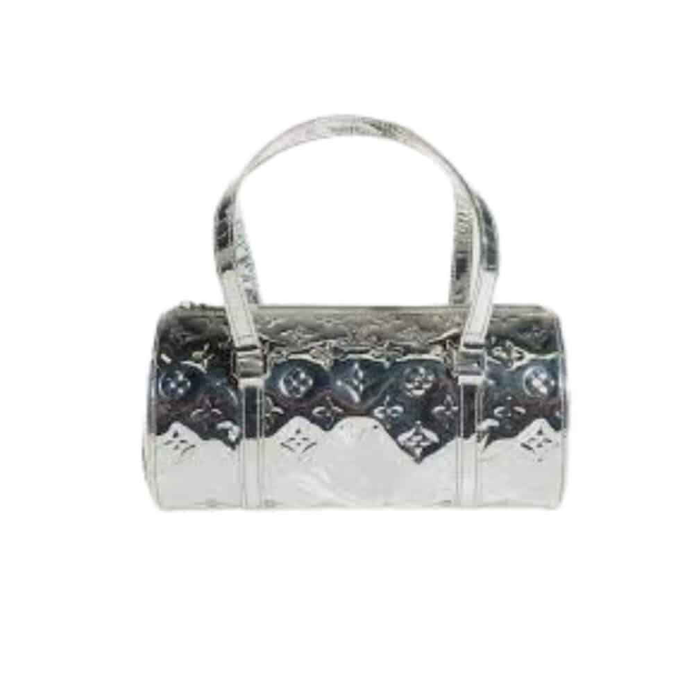 LOUIS VUITTON PAPILLON MIROIRE HANDBAG SILVER 30CM