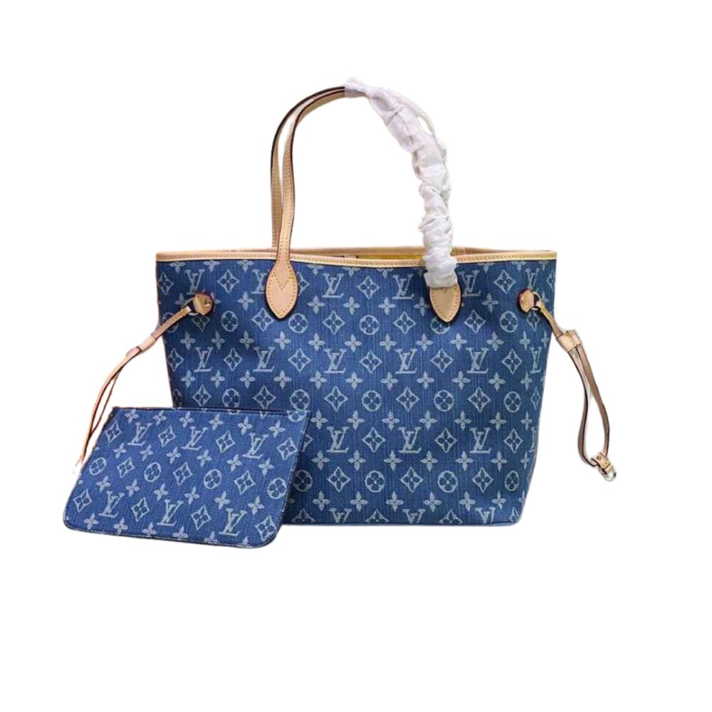LOUIS VUITTON NEVERFULL MONOGRAM MM HANDBAG DENIM 28CM