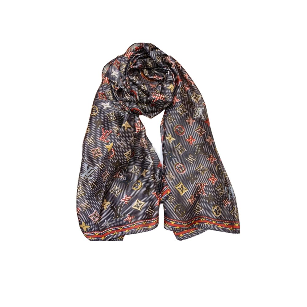 LOUIS VUITTON MONOGRAM DOTS AND STRIPES SCARF BLACK 180CM