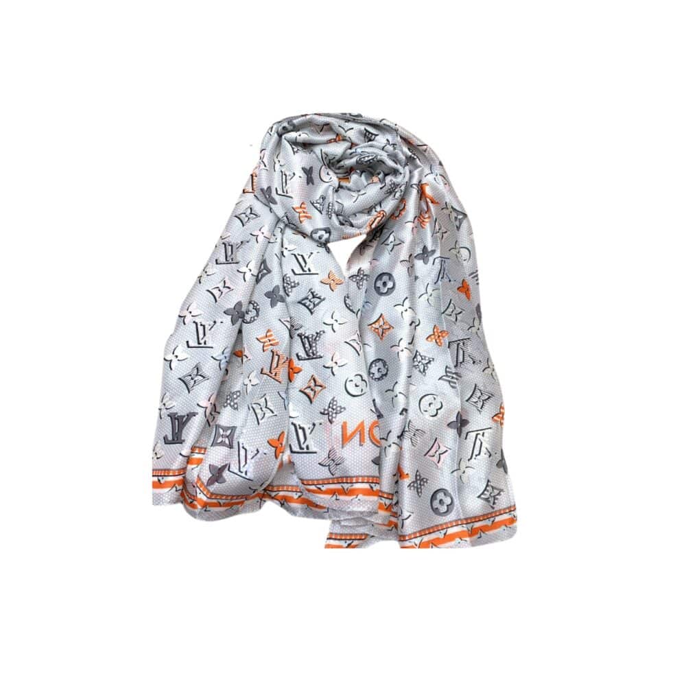 LOUIS VUITTON MONOGRAM DOTS AND STRIPES SCARF GRAY 180CM