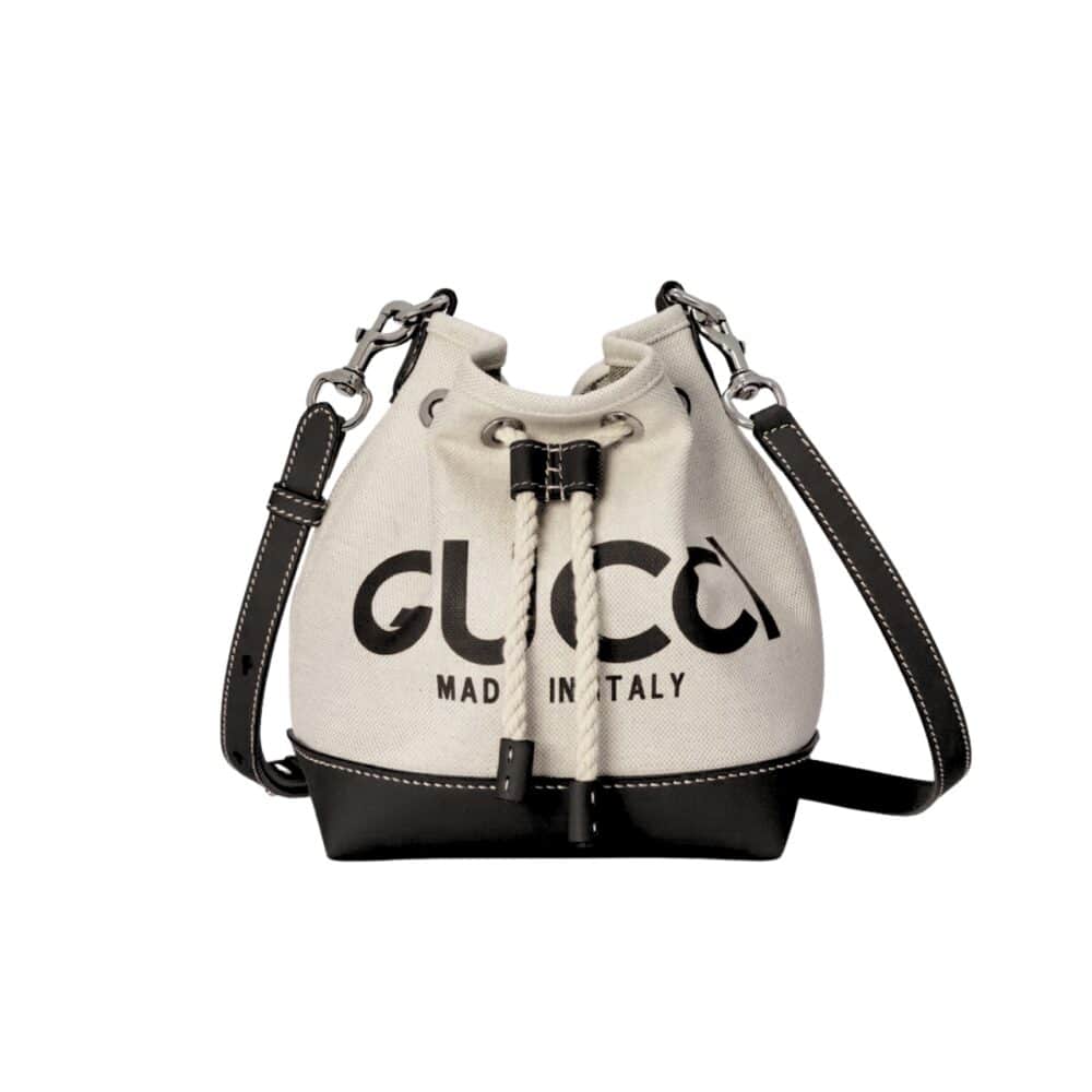 GUCCI SHOULDER BAG WITH GUCCI PRINT BLACK 23CM