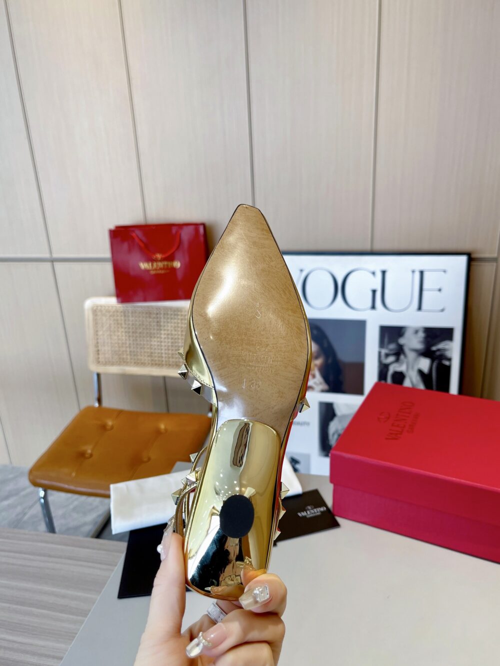 Alternative view of VALENTINO GARAVANI ROCKSTUD COUTURE PUMPS GOLD