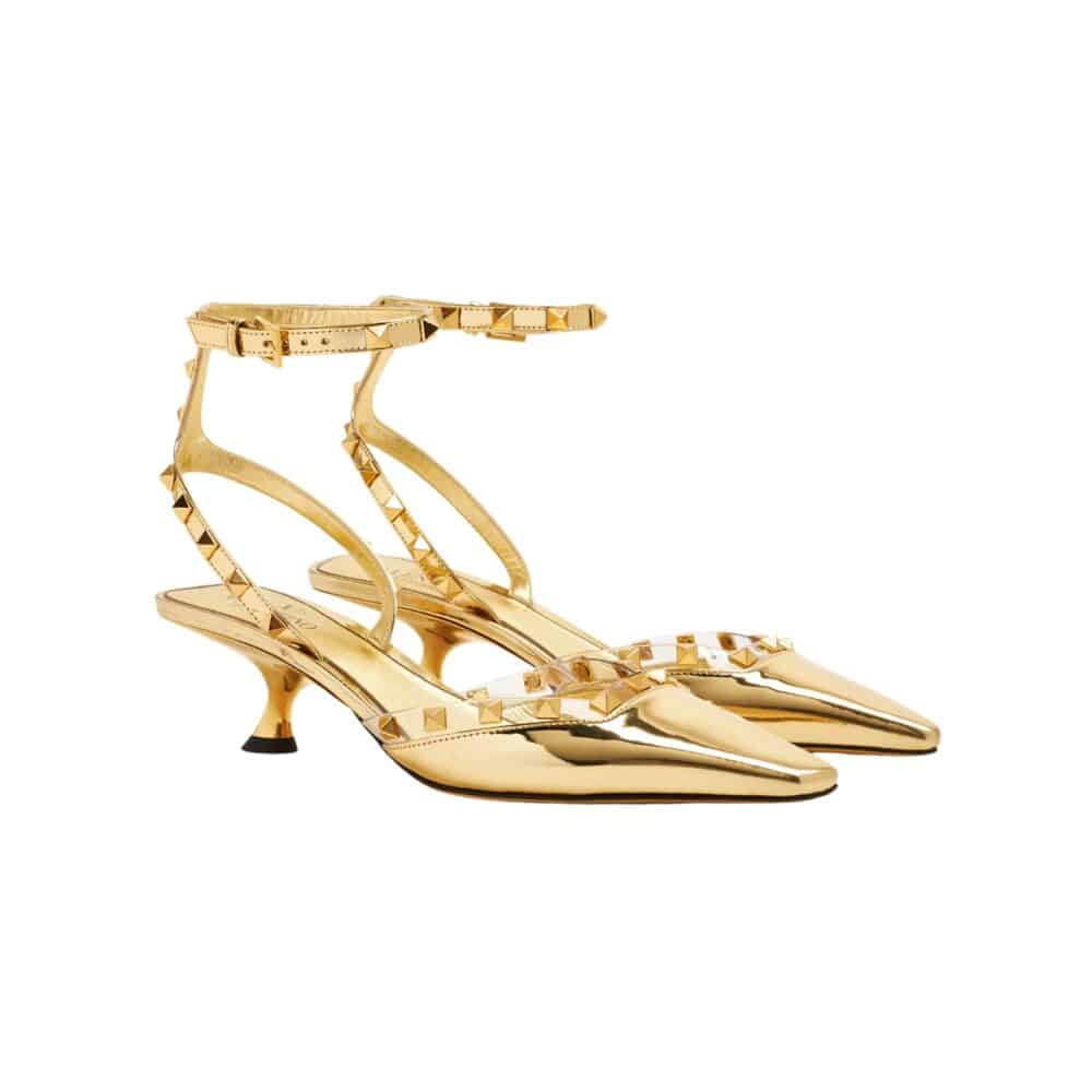 VALENTINO GARAVANI ROCKSTUD COUTURE PUMPS GOLD