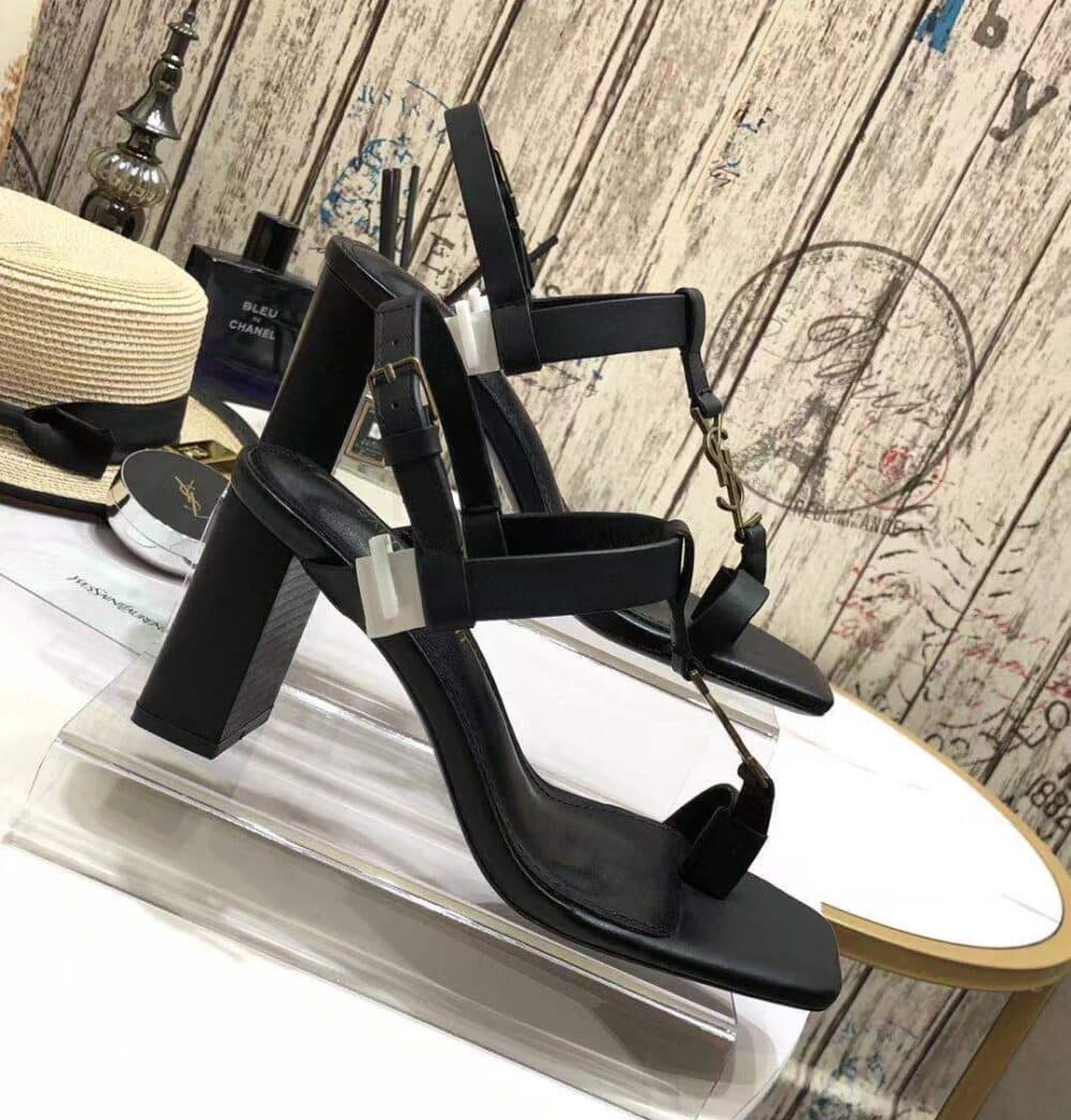 SAINT LAURENT CASSANDRA LEATHER SLINGBACK SANDALS BLACK 658198DWETT1000 - Image 3