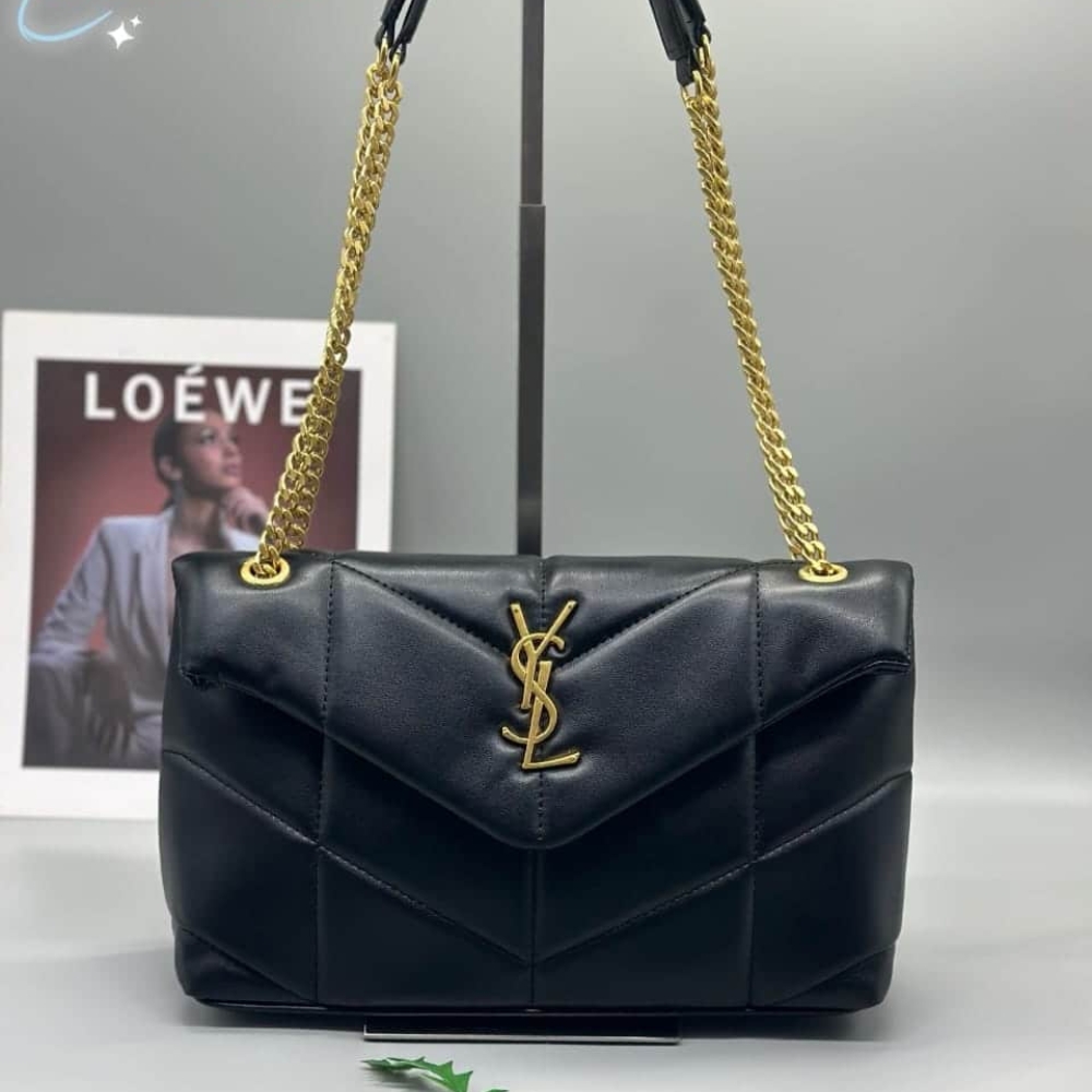 Alternative view of SAINT LAURENT PUFFER SMALL IN NAPPA LEATHER GOLD BLACK 29CM 5774761EL071000