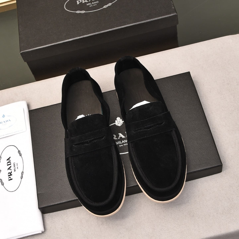Alternative view of PRADA MEN'S SUEDE LOAFERS LEATHER BLACK