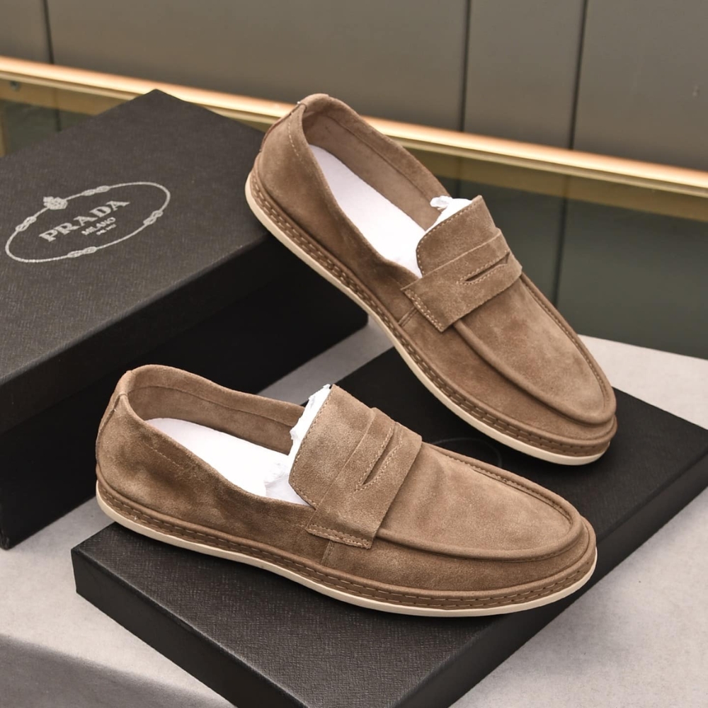 Alternative view of PRADA SUEDE LOAFERS LEATHER BROWN