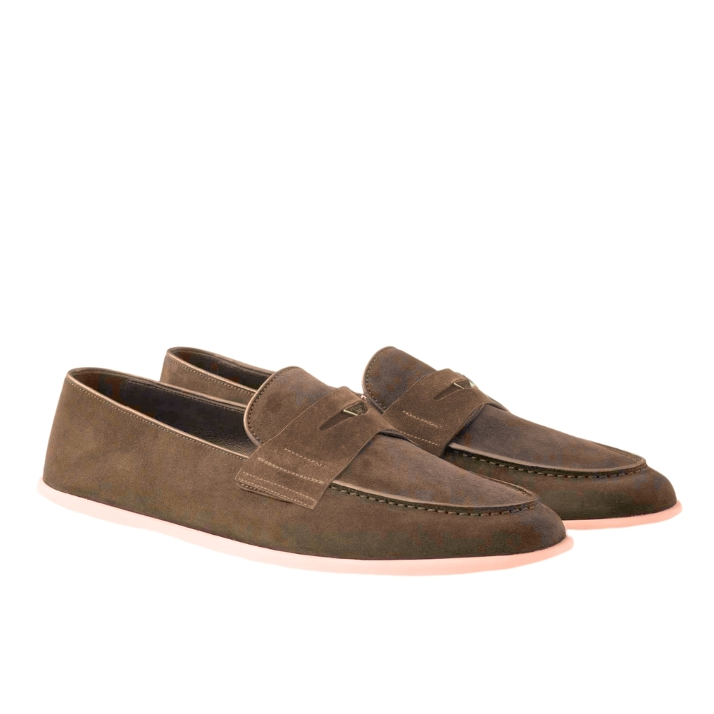 PRADA SUEDE LOAFERS LEATHER BROWN