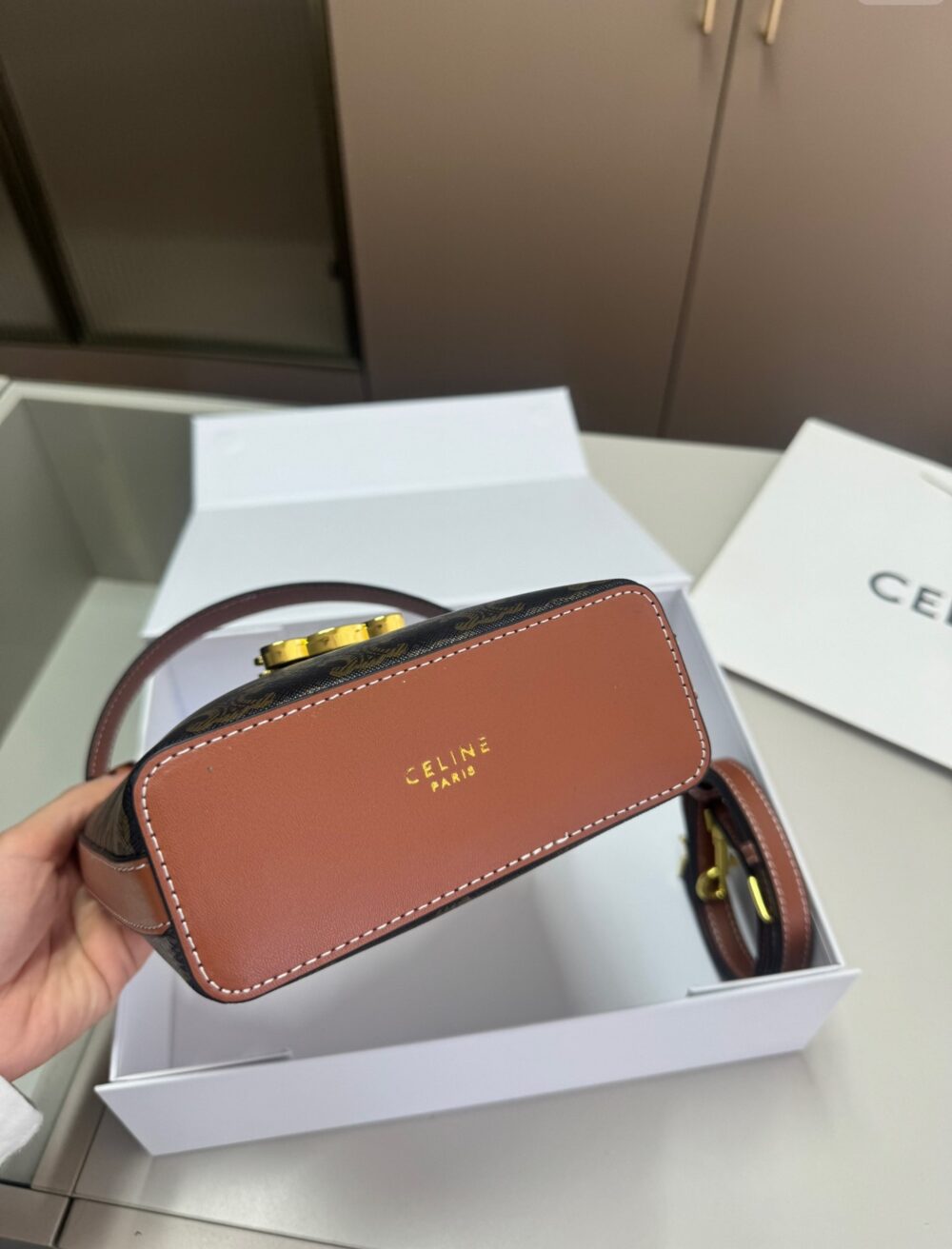 CELINE MINI BUCKET TRIOMPHE IN TRIOMPHE CANVAS 17CM - Image 4