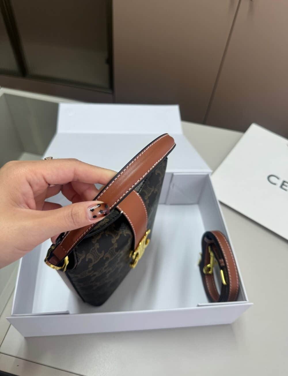 CELINE MINI BUCKET TRIOMPHE IN TRIOMPHE CANVAS 17CM - Image 9