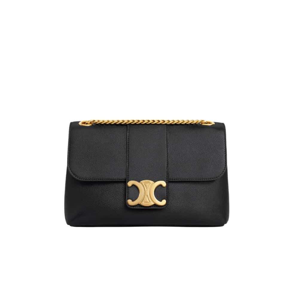 CELINE MEDIUM CELINE VICTOIRE BAG IN SUPPLE CALFSKIN BLACK 23CM 115853FDU 38NO