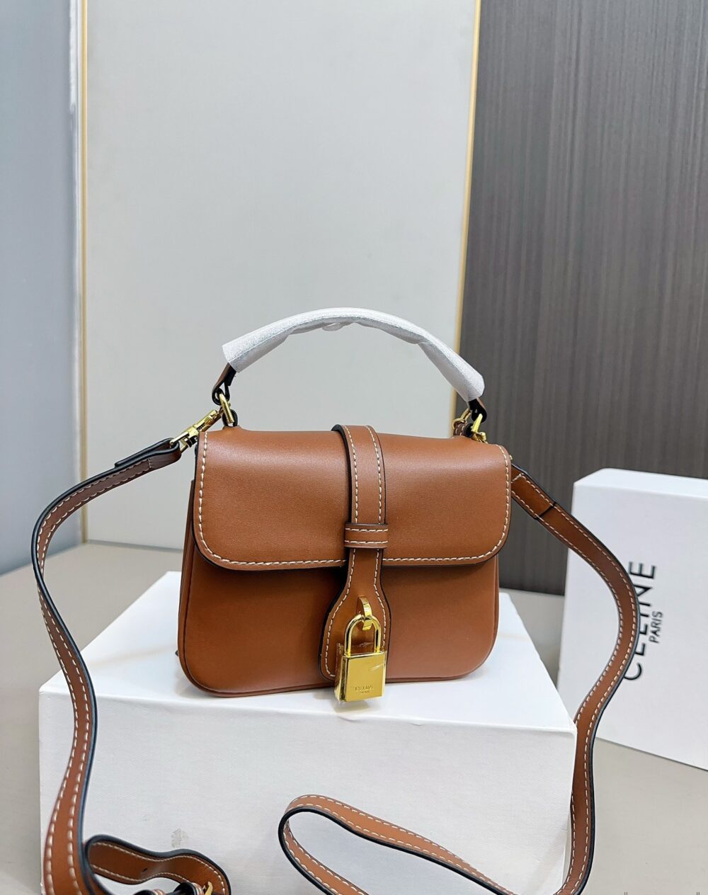 CELINE MINI TABOU IN SMOOTH CALFSKIN TAN 17CM 10L343FB6 04LU - Image 3