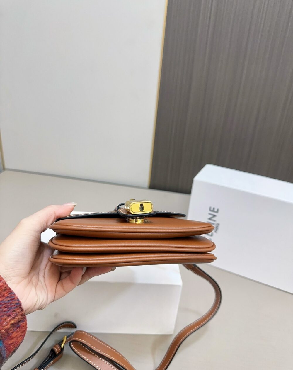 CELINE MINI TABOU IN SMOOTH CALFSKIN TAN 17CM 10L343FB6 04LU - Image 8