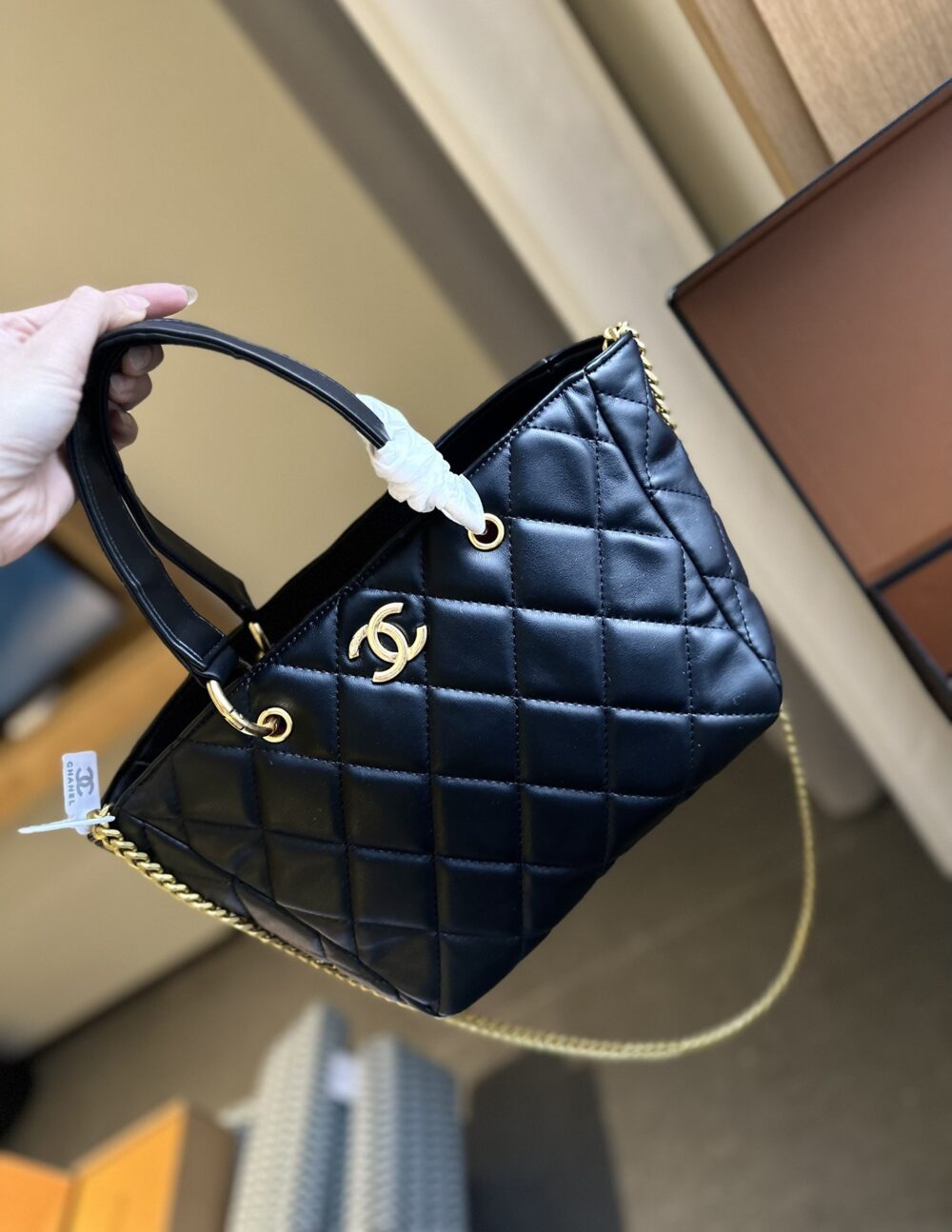 CHANEL SMALL SHOPPING BAG BLACK 25CM AS4188 - Image 3