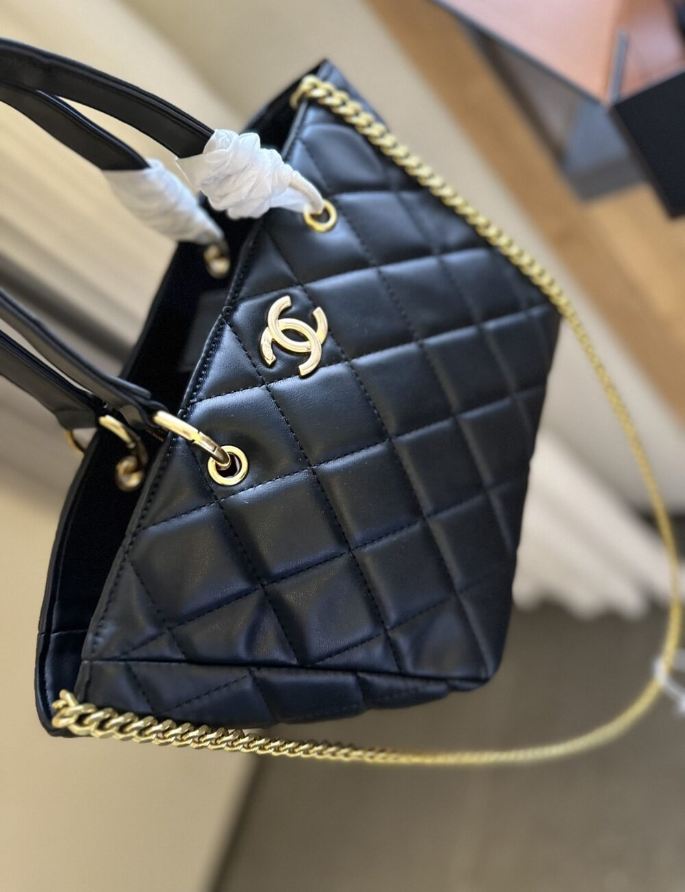 CHANEL SMALL SHOPPING BAG BLACK 25CM AS4188 - Image 8
