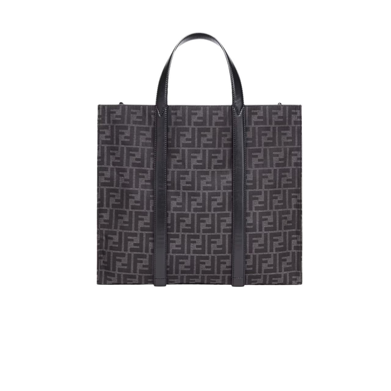 FENDI FF JACQUARD SHOPPER FF JACQUARD FABRIC BAG BLACK 42CM 7VA390AG0MF0NPN