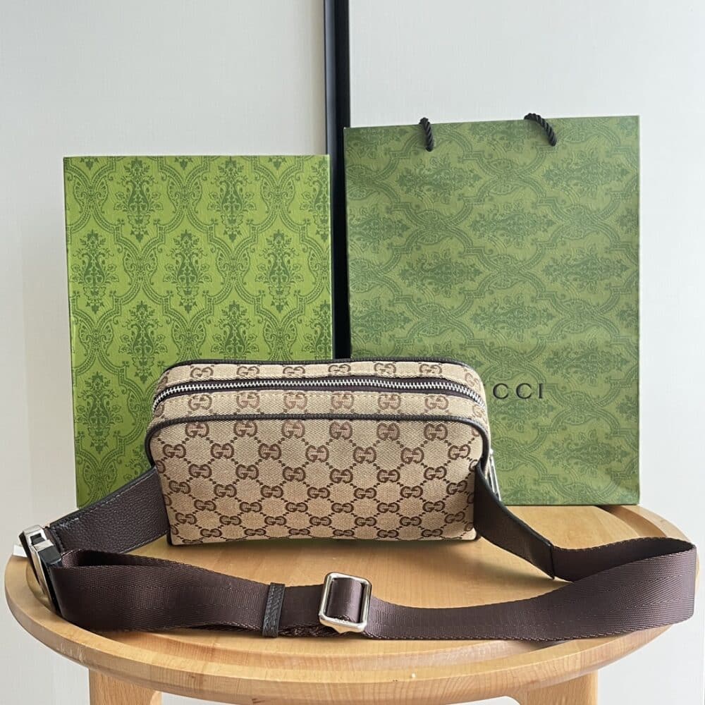 GUCCI GG CANVAS WAISTBAG BEIGE EBONY 22CM 449174 KY9KN 9886 - Image 3