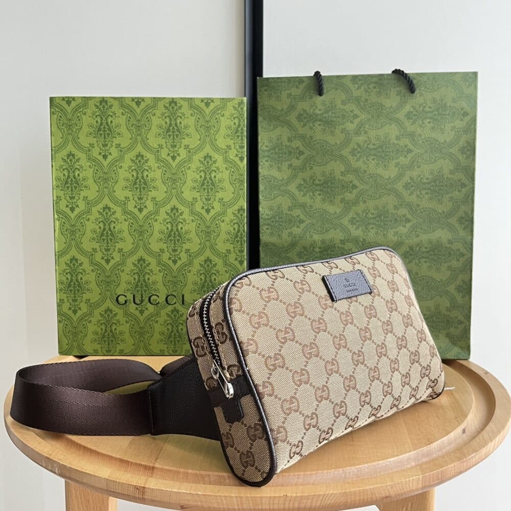 GUCCI GG CANVAS WAISTBAG BEIGE EBONY 22CM 449174 KY9KN 9886 - Image 4