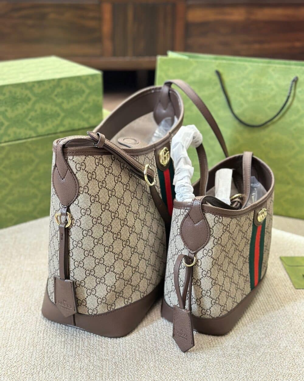 GUCCI OPHIDIA GG SMALL SHOULDER BAG ‎BEIGE AND EBONY 28CM 781402 96IWG 8745 - Image 4