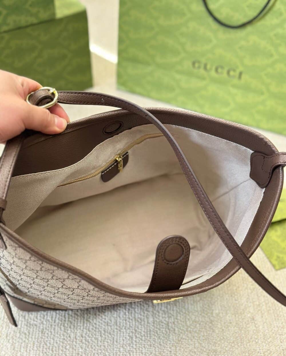 GUCCI OPHIDIA GG SMALL SHOULDER BAG ‎BEIGE AND EBONY 28CM 781402 96IWG 8745 - Image 7