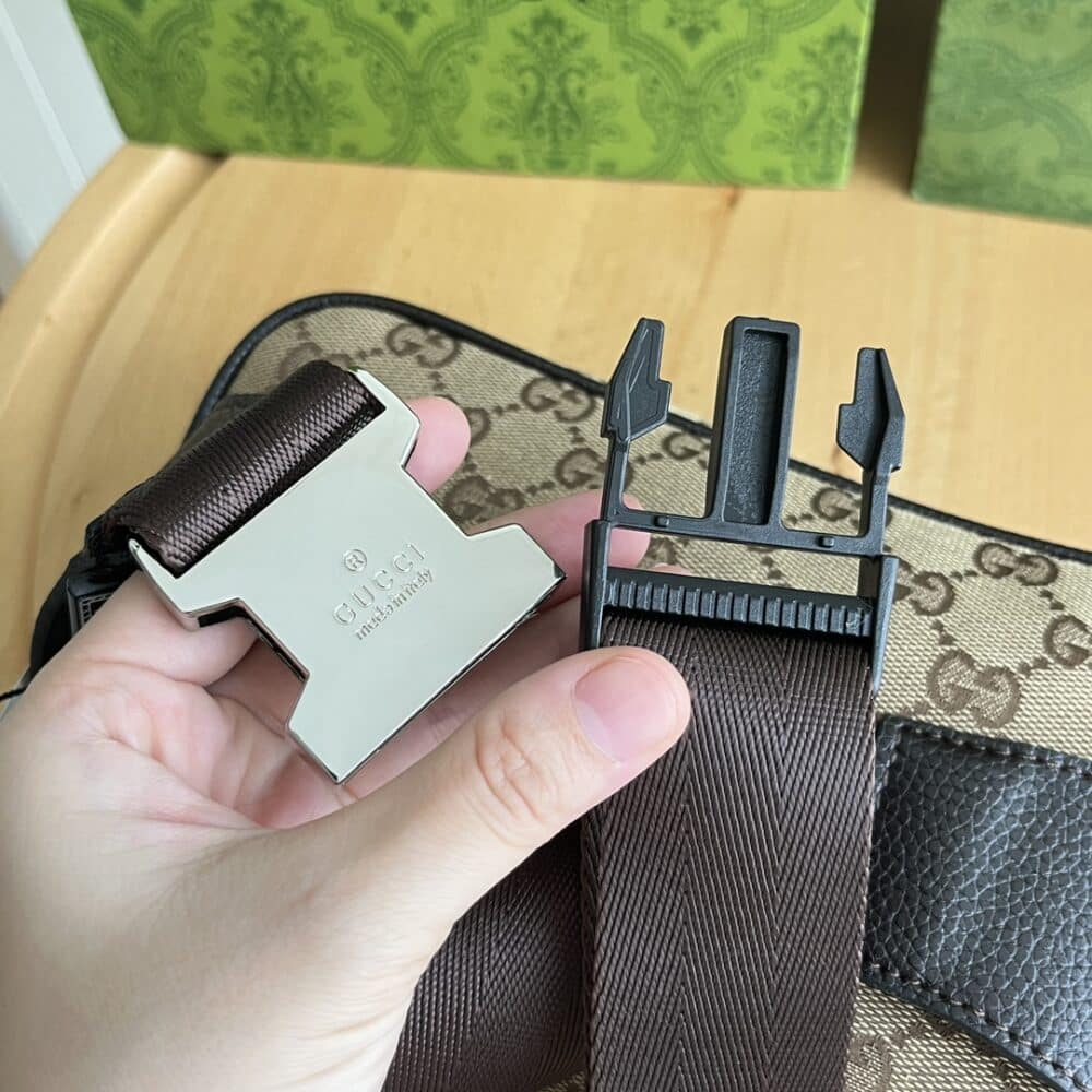 GUCCI GG CANVAS WAISTBAG BEIGE EBONY 22CM 449174 KY9KN 9886 - Image 7