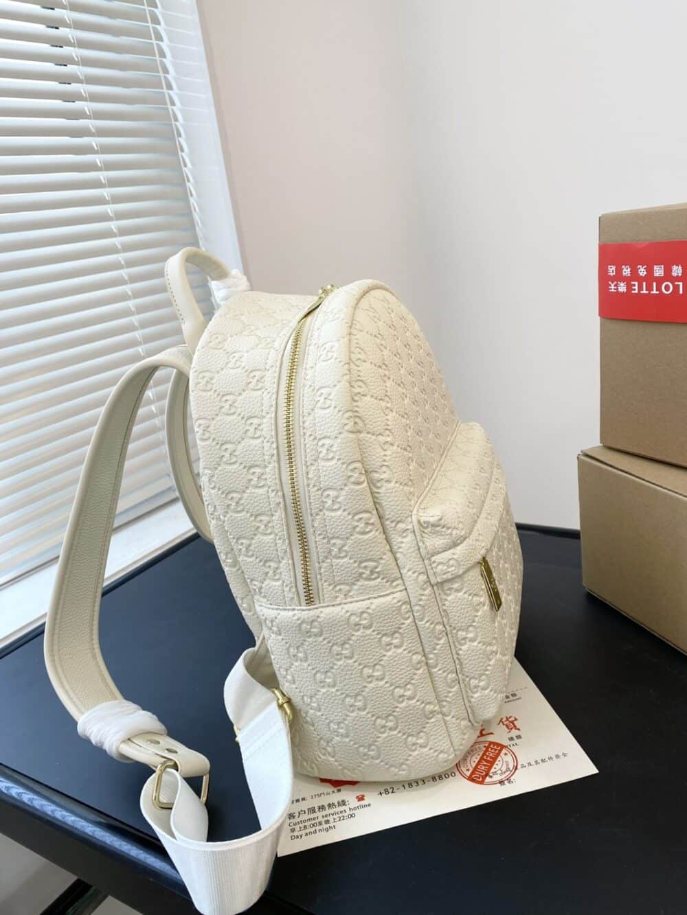 GUCCI GG EMBOSSED LEATHER BACKPACK WHITE 26CM - Image 7