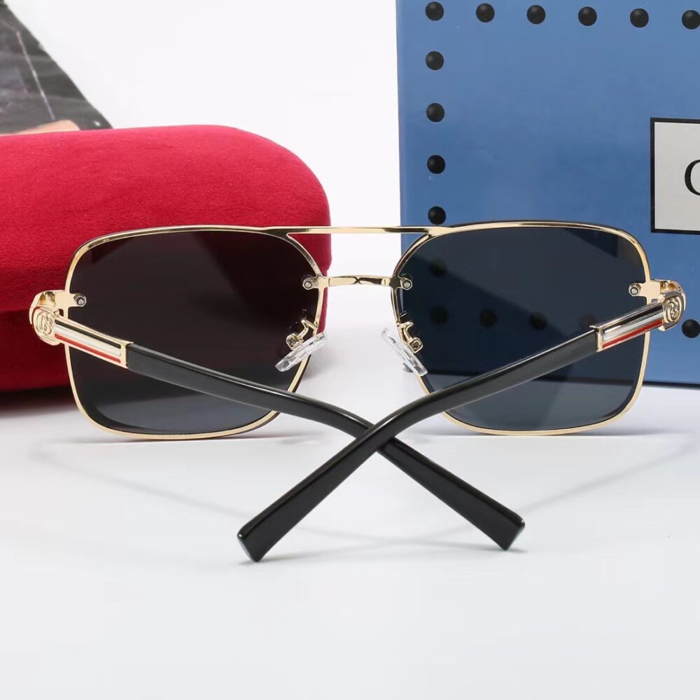 GUCCI SQUARE GRADIENT VINTAGE GOLD METAL SUNGLASSES BLACK - Image 5