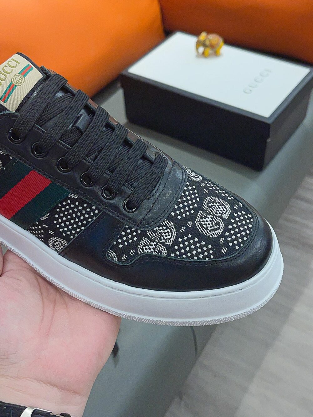 GUCCI SCREENER GG HIGH TOP SNEAKER LEATHER IN BLACK - Image 6