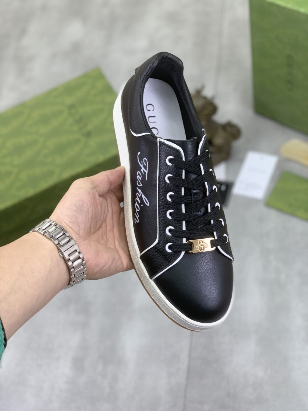 GUCCI CLASSIC FASHION SNEAKER WITH EDGE BLACK - Image 3