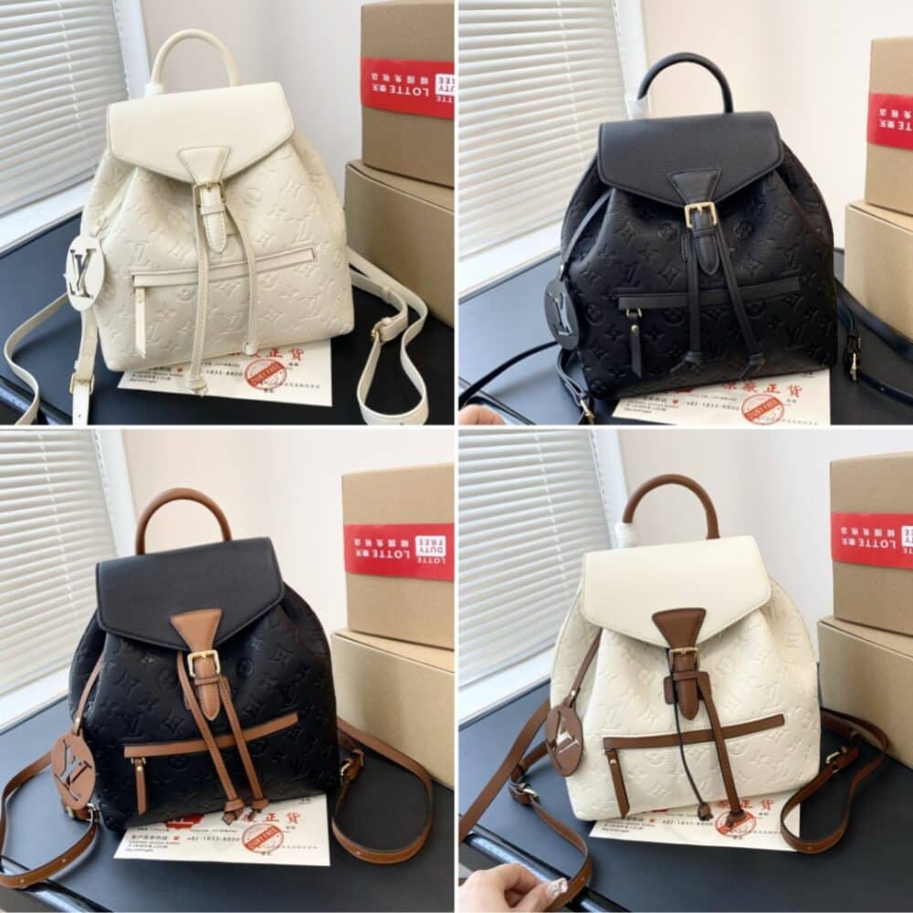 LOUIS VUITTON MONTSOURIS BACKPACK EMPREINTE BLACK AND BROWN 25CM - Image 3