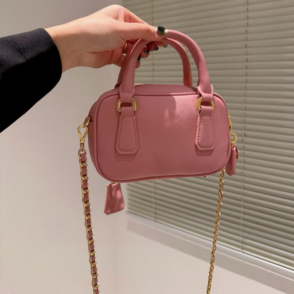 PRADA SAFFIANO LUX SIGNATURE MINI BAULETTO BAG PINK 19CM - Image 5