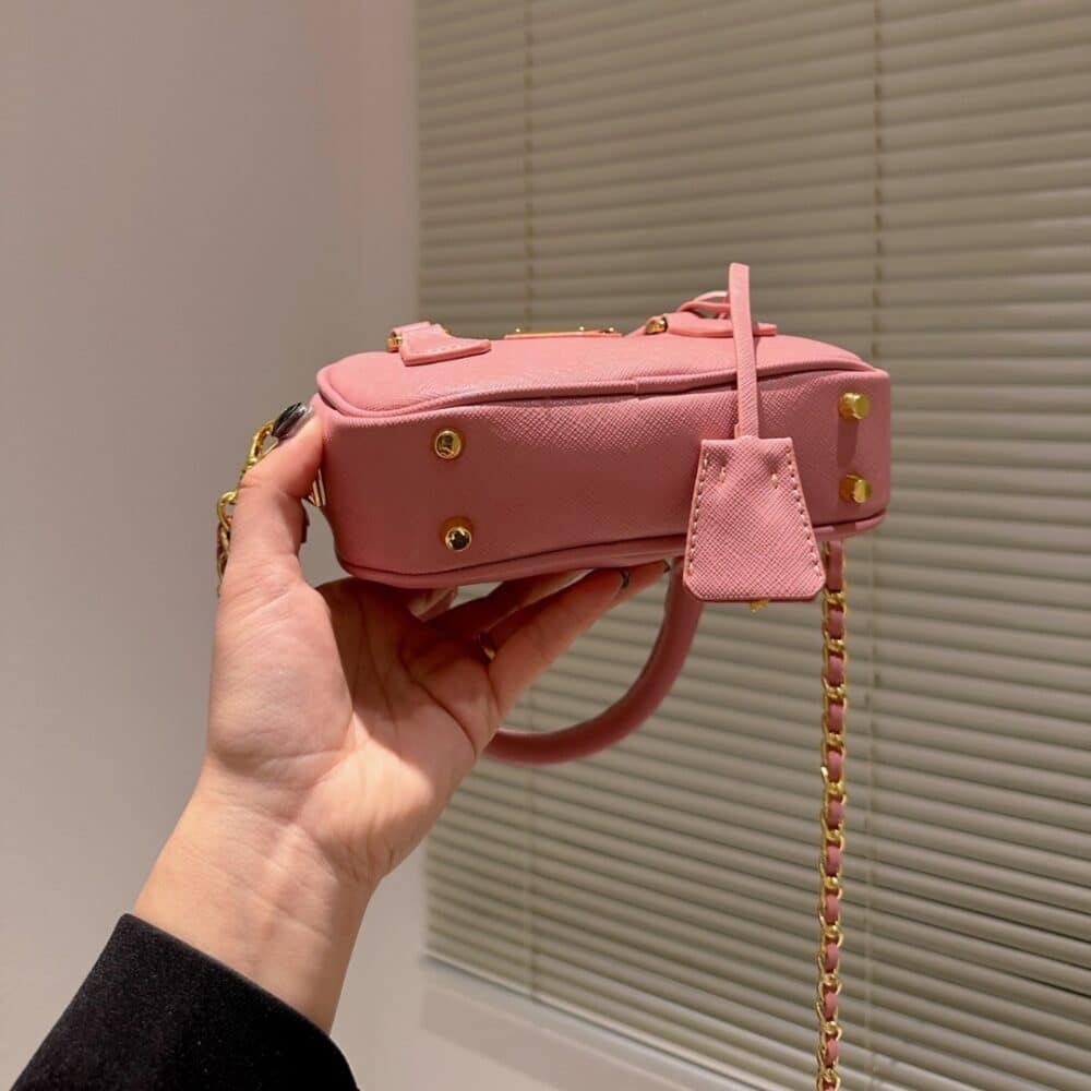 PRADA SAFFIANO LUX SIGNATURE MINI BAULETTO BAG PINK 19CM - Image 6