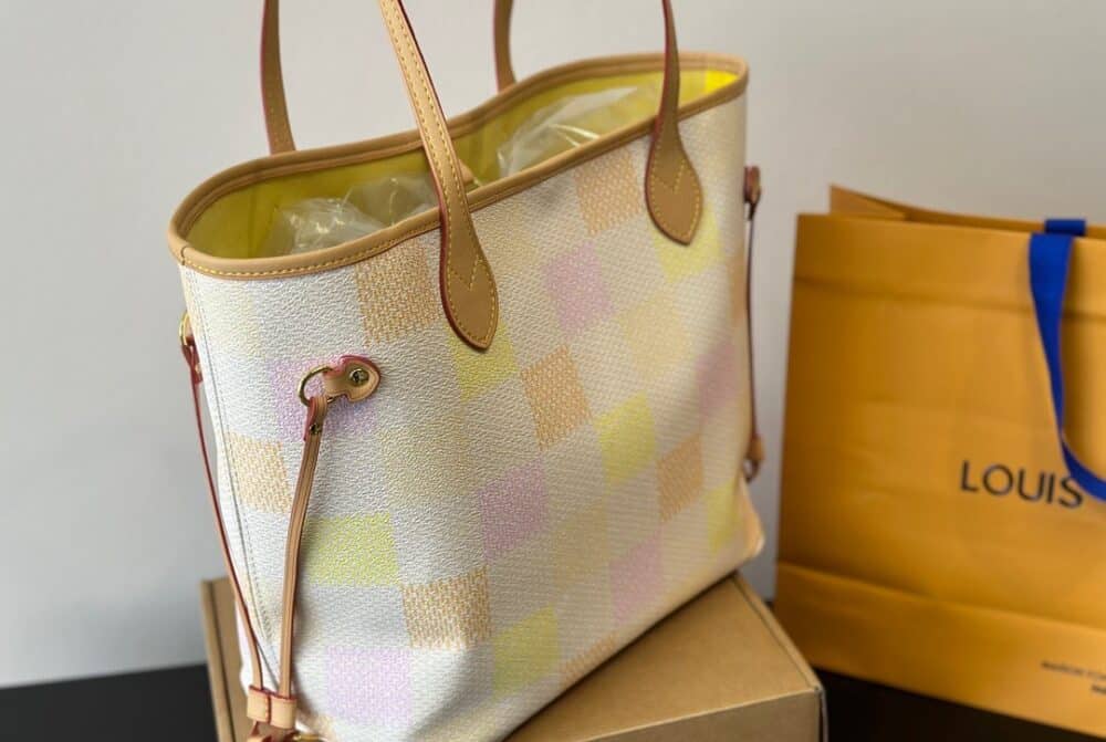LOUIS VUITTON NEVERFULL MM DAMIER CANVAS PEACH 31CM N40668 - Image 6