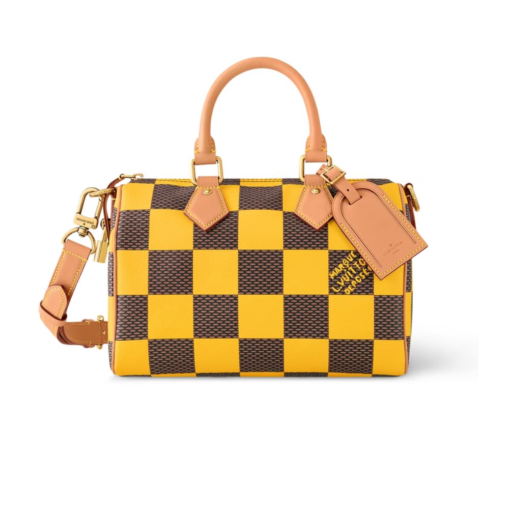 LOUIS VUITTON SPEEDY 25 BANDOULIÈRE DAMIER POP YELLOW 25CM N40584