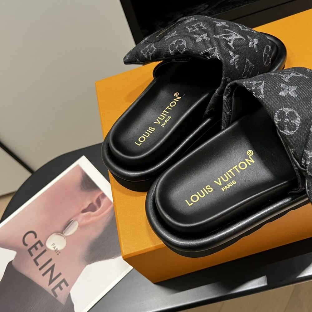 LOUIS VUITTON POOL PILLOW FLAT COMFORT MULE SANDALS DENIM GREY 1ACJ0J - Image 7