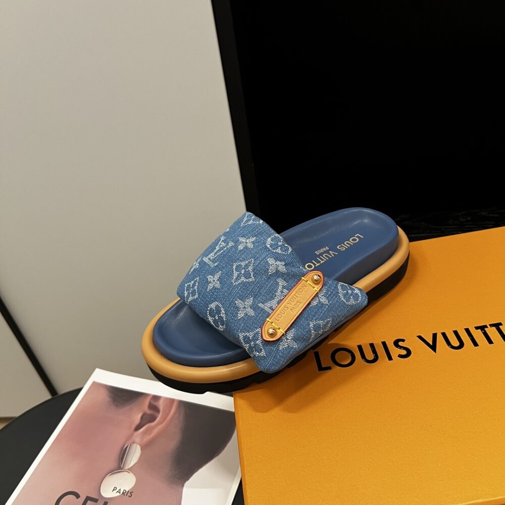 LOUIS VUITTON POOL PILLOW FLAT COMFORT MULES BLUE 1ACJVH - Image 3