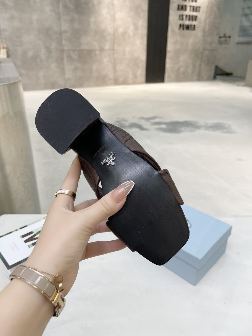 PRADA CROSSOVER NAPPA LEATHER SANDALS IN DARK BROWN - Image 4
