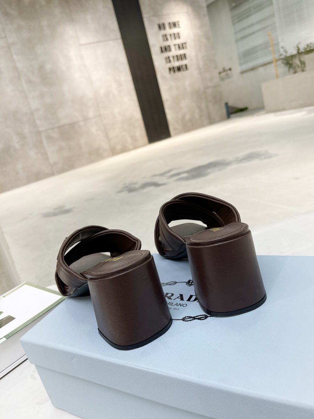 PRADA CROSSOVER NAPPA LEATHER SANDALS IN DARK BROWN - Image 7