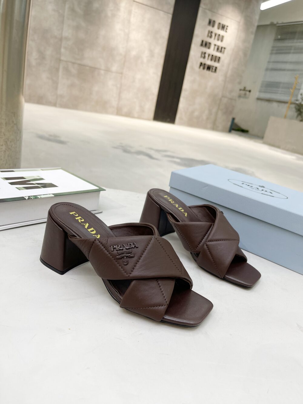 PRADA CROSSOVER NAPPA LEATHER SANDALS IN DARK BROWN - Image 8