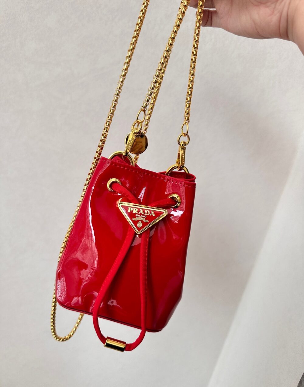 PRADA PATENT LEATHER MINI POUCH RED 14CM 1NR016 069 F0E06 - Image 3