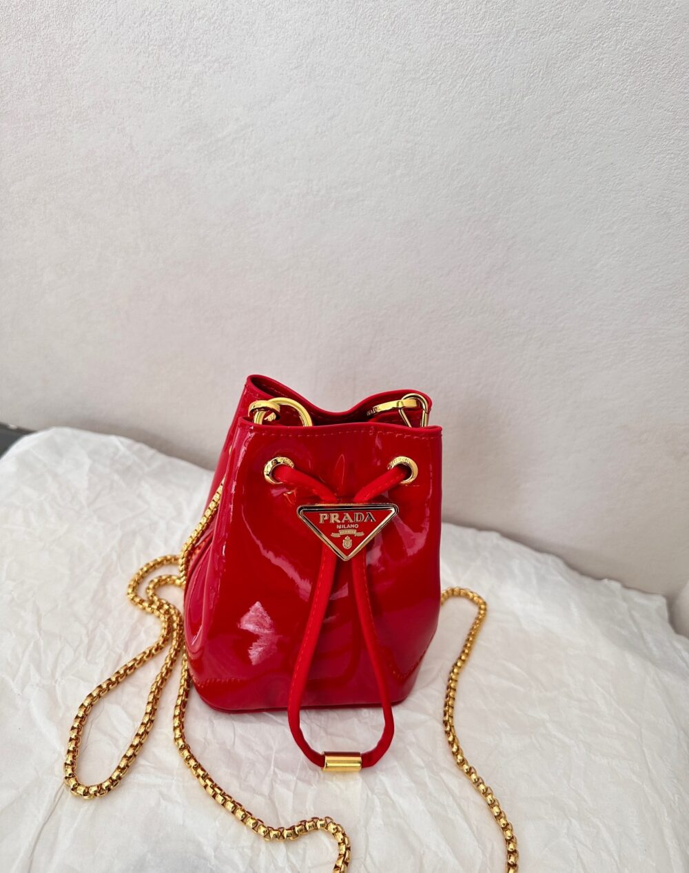 PRADA PATENT LEATHER MINI POUCH RED 14CM 1NR016 069 F0E06 - Image 4